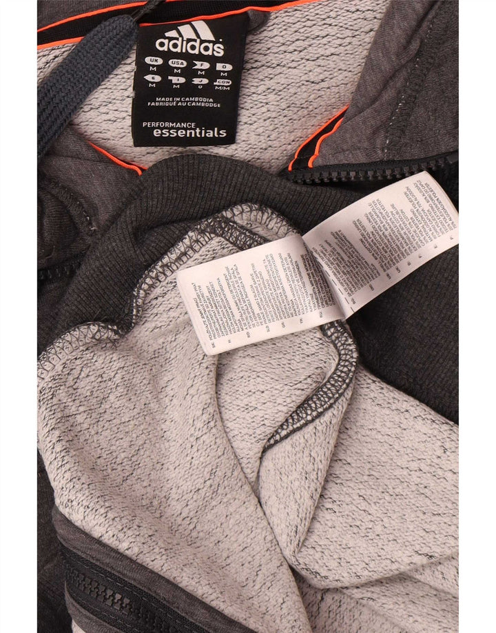 Adidas Pull à capuche zippé pour homme en coton gris moyen
