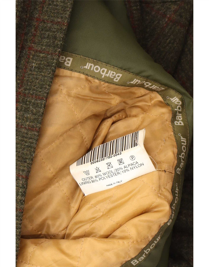 Barbour Veste utilitaire pour hommes UK 38 Laine à carreaux kaki moyen