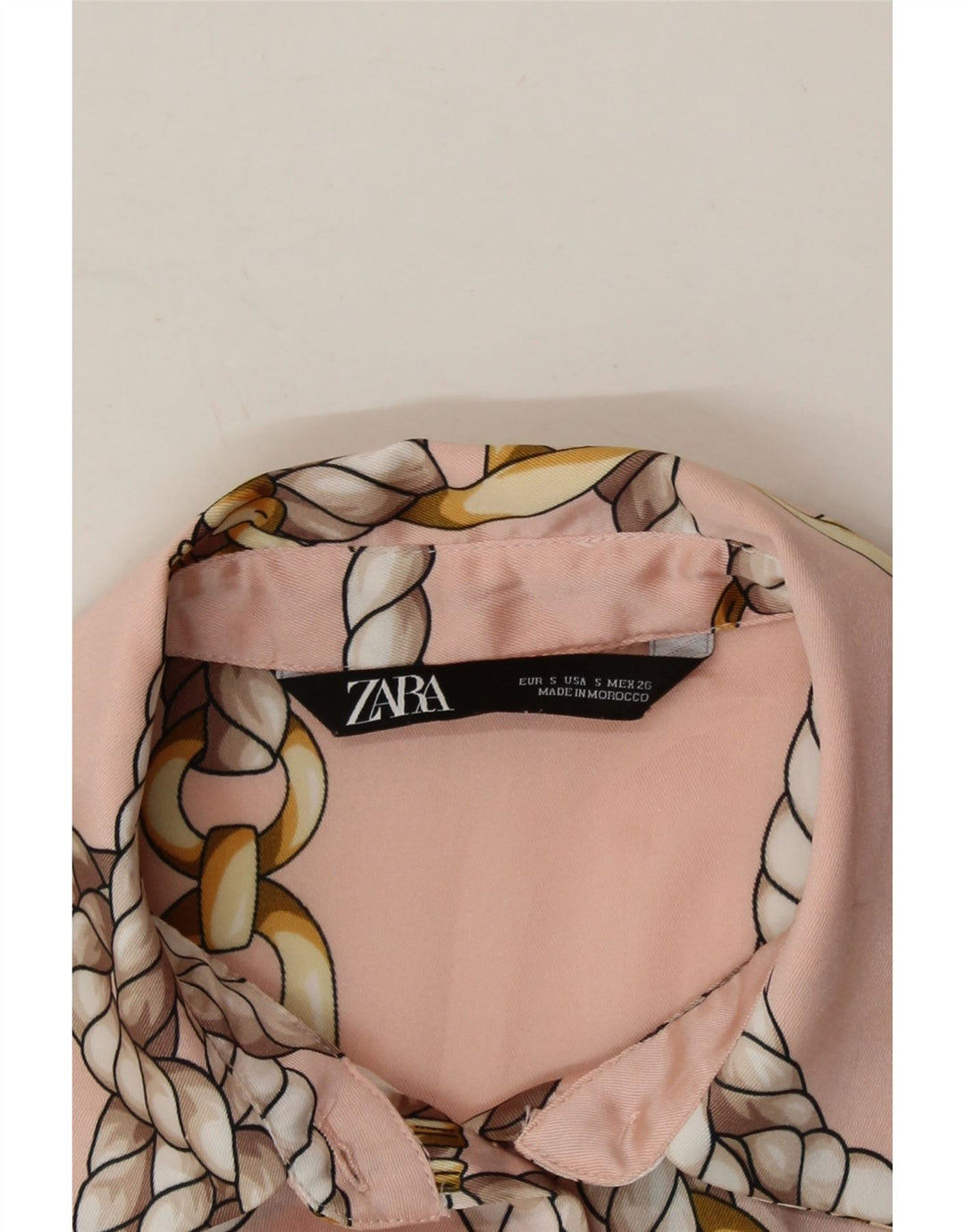 ZARA Womens Abstract Pattern Shirt Blouse UK 10 Small Pink Vintage Zara and Second-Hand Zara from Messina Hembry 