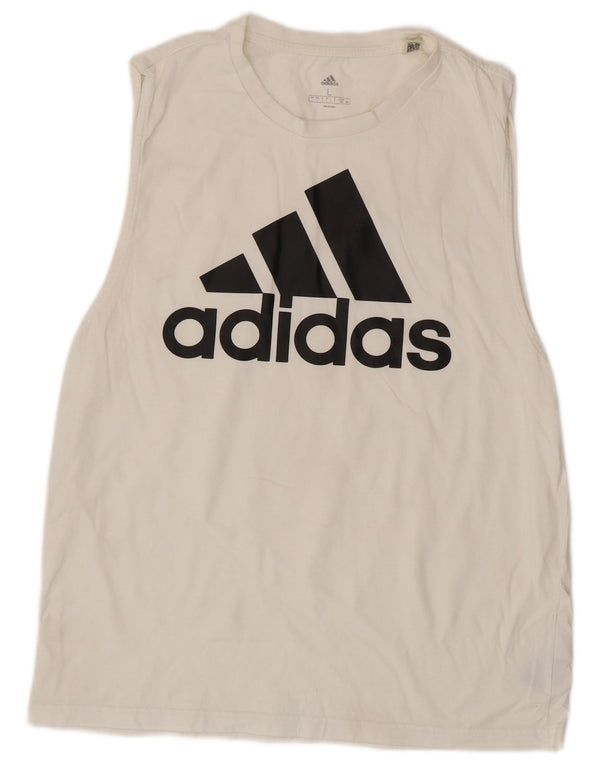 Adidas Débardeur graphique pour femme UK 16 Grand coton blanc