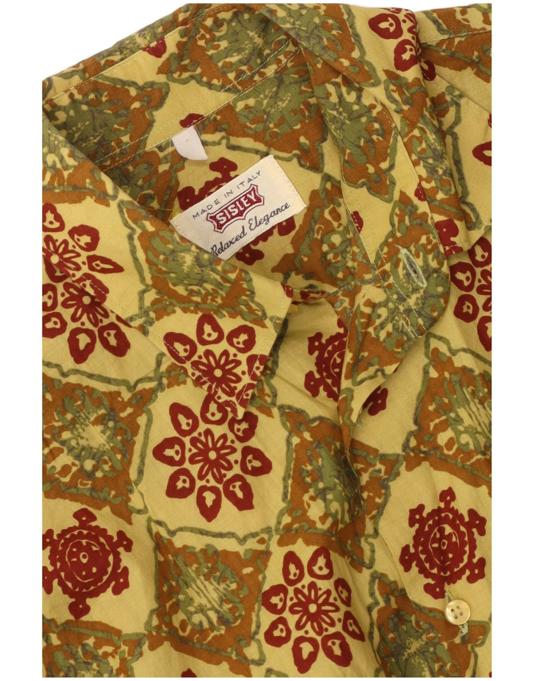 Sisley Chemise À Manches Courtes Jaune Moyen Géométrique |