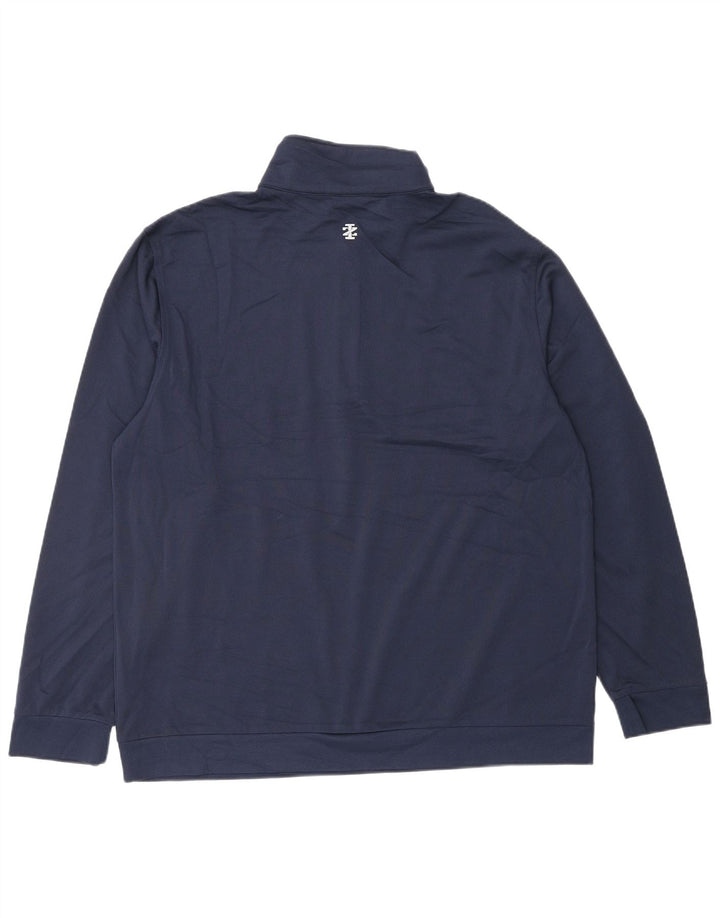 IZOD Sweat-shirt col zippé pour homme en polyester bleu marine Taille L