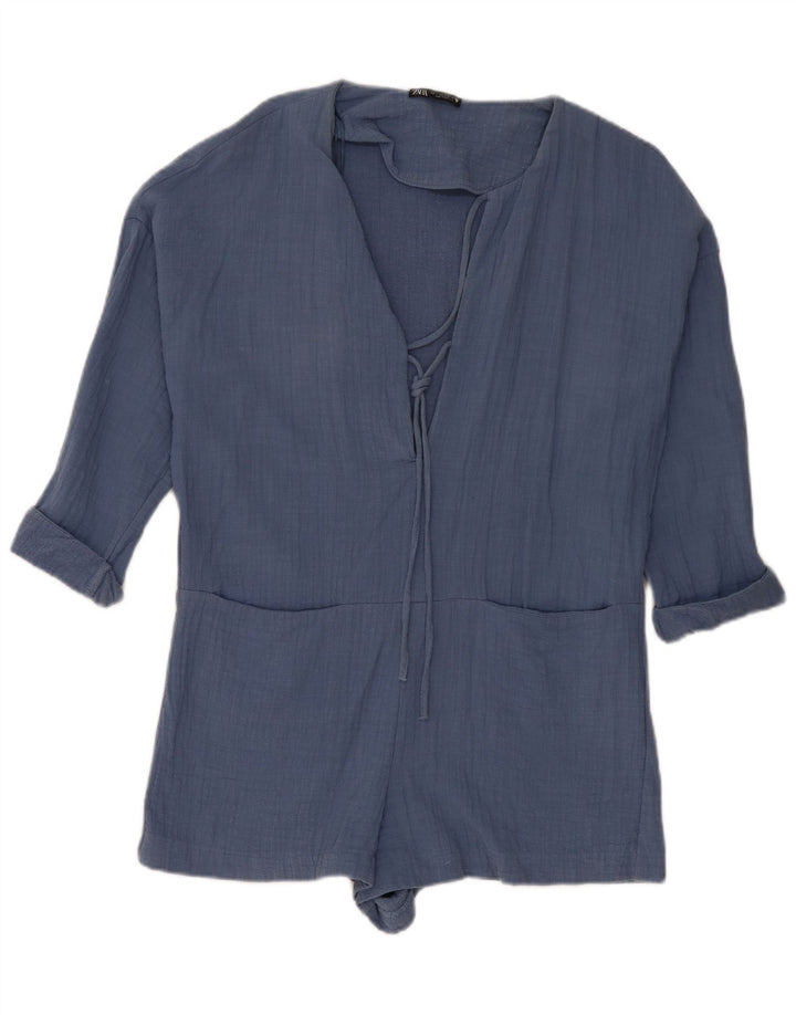 Zara Combishort surdimensionné pour femme UK 10 Petit Bleu