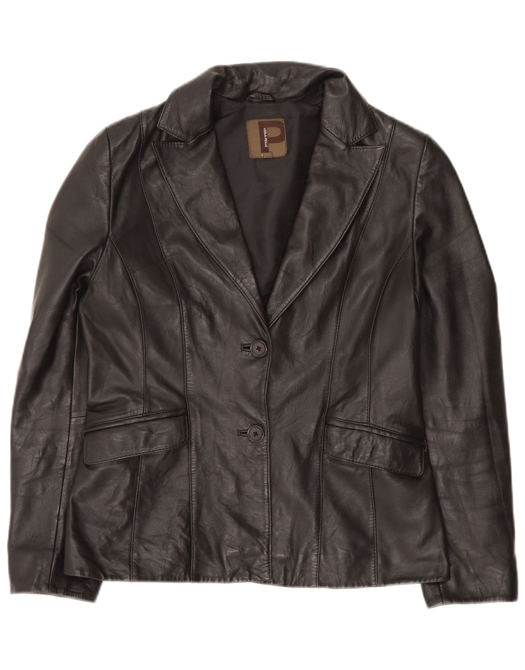 Conbipel Veste Blazer 1 Bouton 2 Boutons Femme IT 46 Grand Cuir Noir
