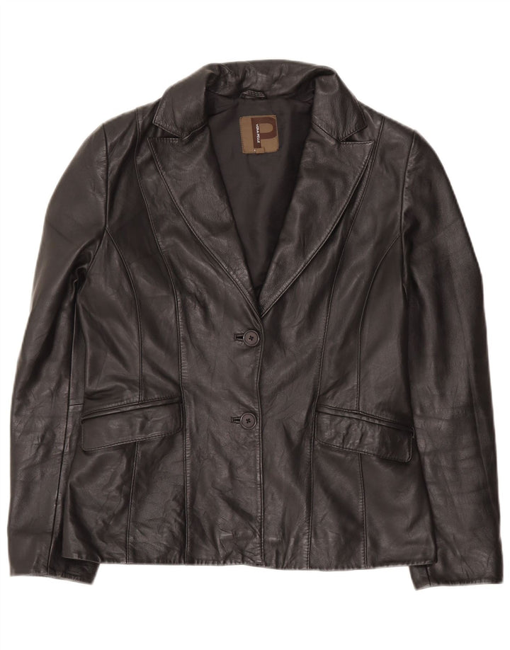 Conbipel Veste Blazer 1 Bouton 2 Boutons Femme IT 46 Grand Cuir Noir