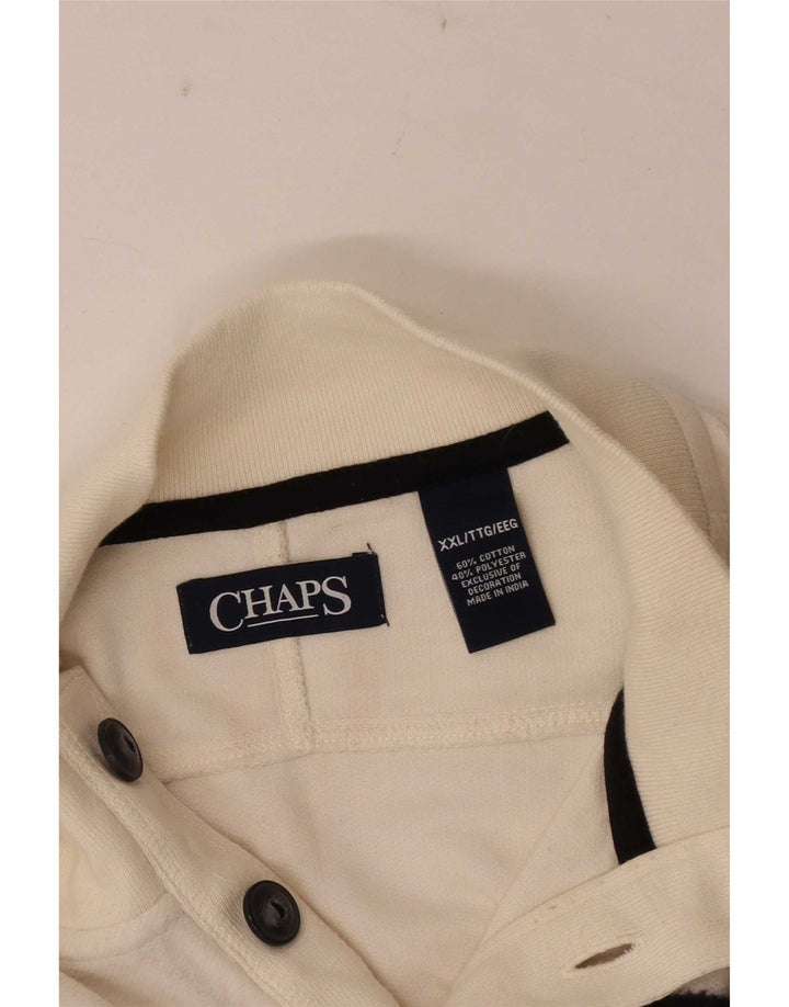 Chaps Sweat-shirt à col boutonné pour homme 2XL en coton color block blanc