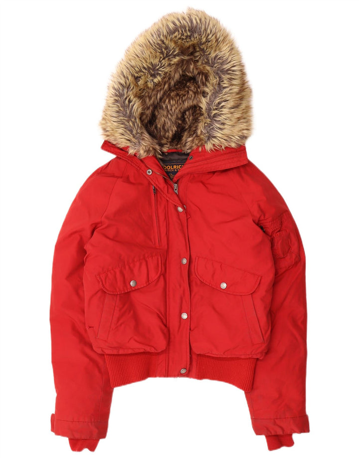 Woolrich Veste matelassée à capuche pour femme UK 44 Medium Red Nylon