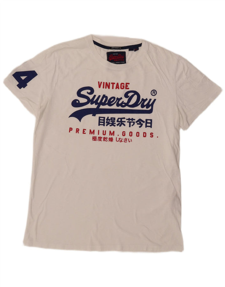 Superdry T-Shirt Graphique Top XL Coton Blanc Homme