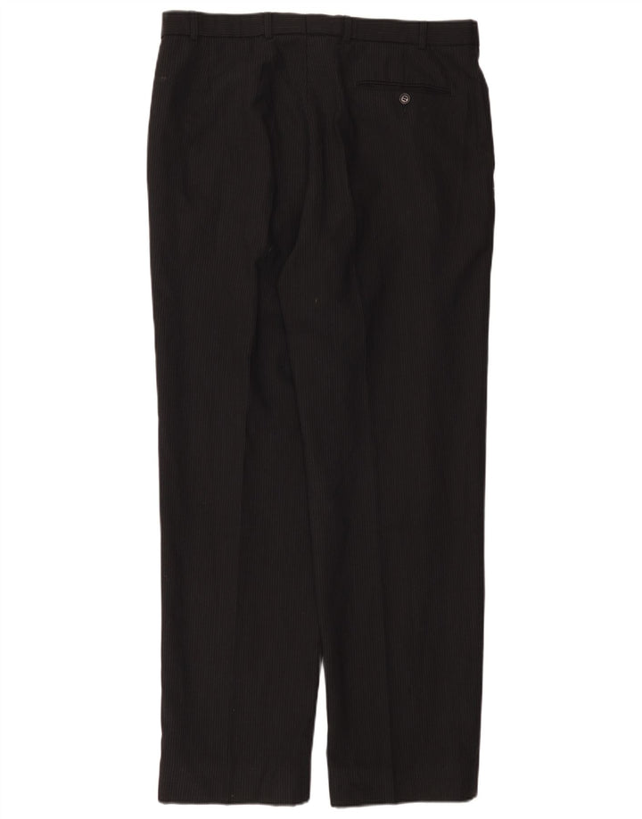 Marks & Spencer Pantalon de costume pour homme W36 L33 Noir à fines rayures Polyester