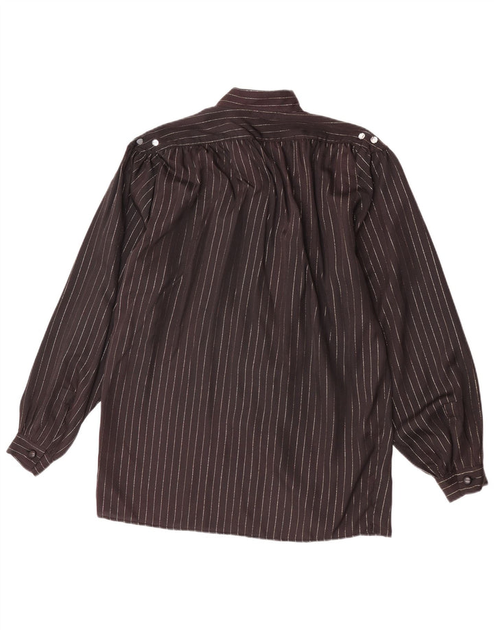 Chemisier chemise femme vintage UK 14 Medium Black Pinstripe