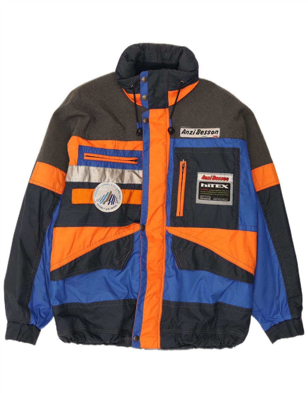 Anzi Besson Veste de ski à capuche graphique pour hommes IT 50 Large Blue Colourblock