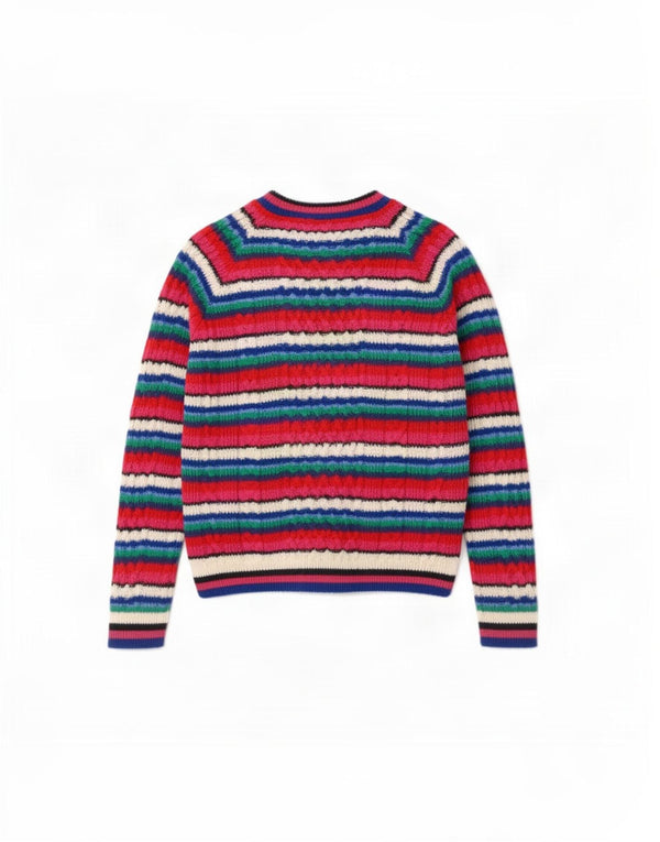 Topshop Pull col bateau pour femme UK 6 XS rayé multicolore