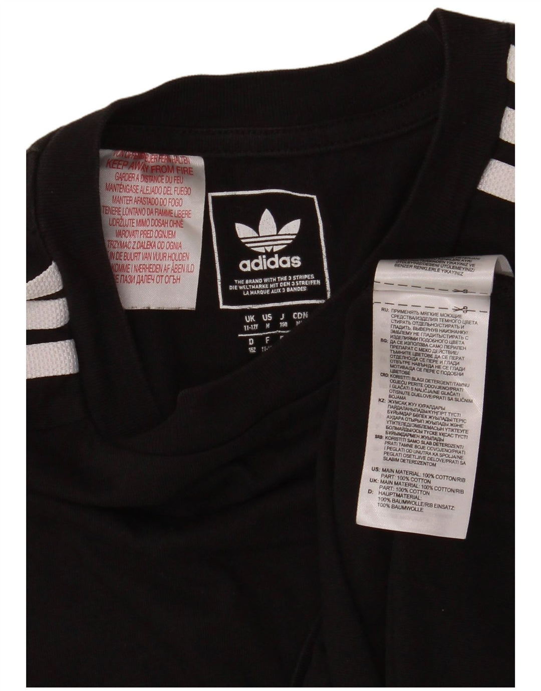 ADIDAS T-Shirt Garçon 11-12 ans Noir Coton