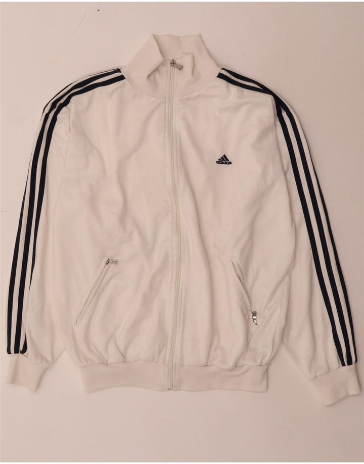 Adidas Veste de survêtement coupe régulière pour homme UK 36/38 Small Blanc Polyester