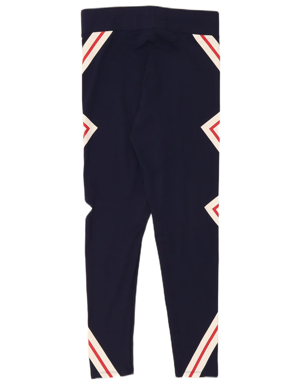 Fila Womens Graphic Leggings UK 14 Large Bleu Marine Géométrique Polyester