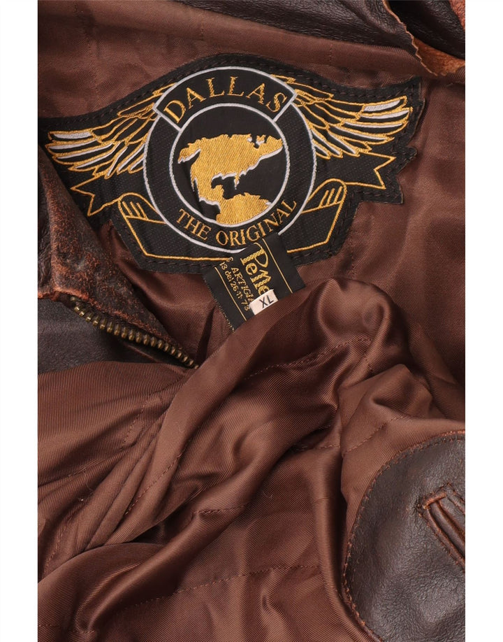Dallas Veste en cuir pour homme UK 42 XL Cuir marron