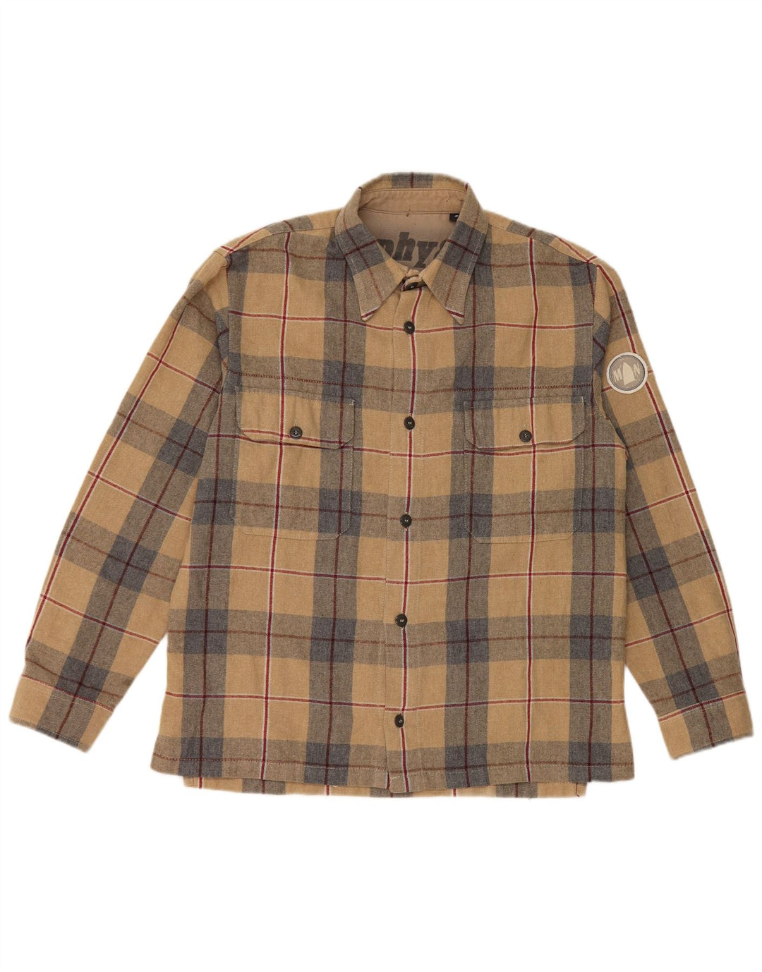 Murphy & Nye Chemise en Flanelle Homme Petit Carreau Beige Acrylique