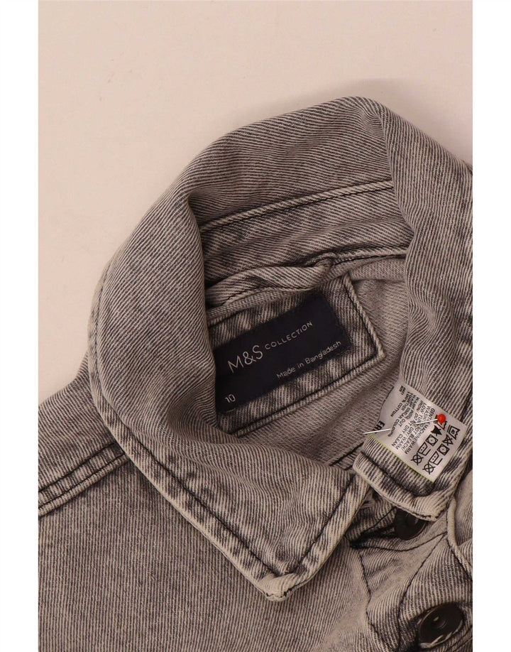 Marks & Spencer Veste en jean pour femme UK 10 Petit coton gris