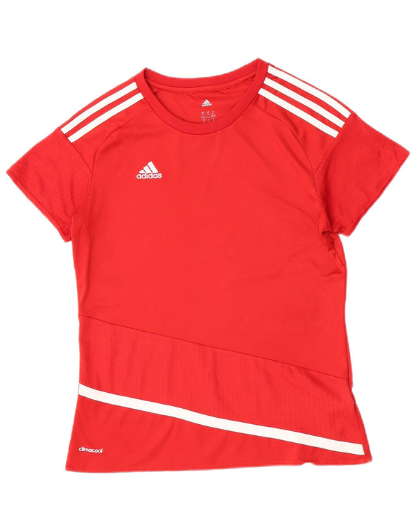 Adidas T-shirt graphique pour femme UK 12/14 Rouge moyen Polyester Sports