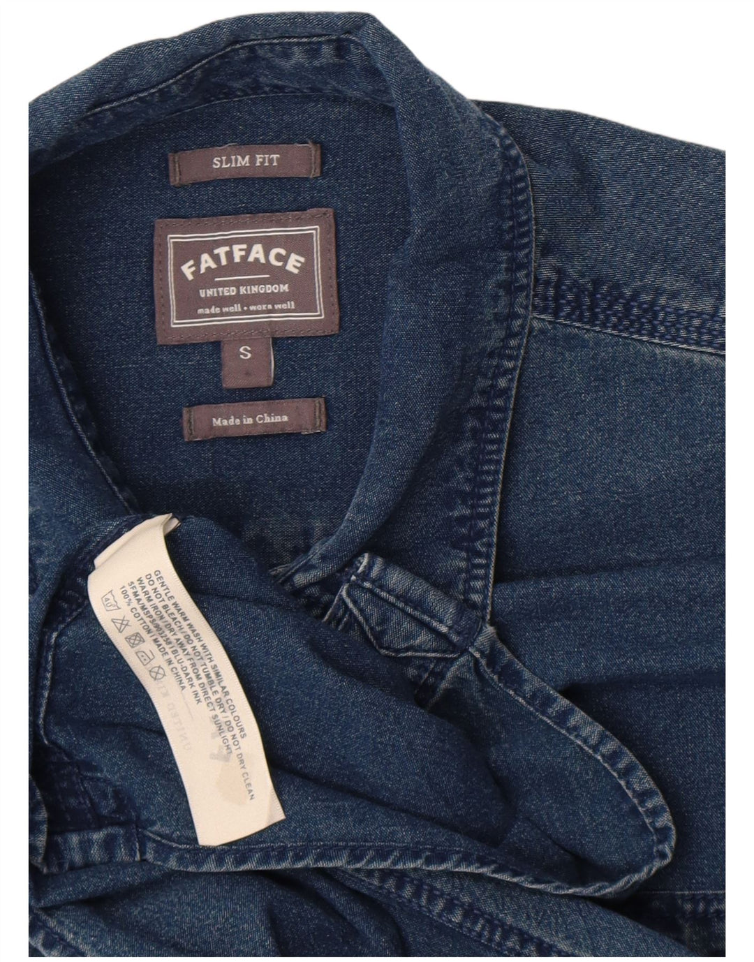 Chemise en Jean Slim Fit Homme Fat Face Petit Bleu Coton