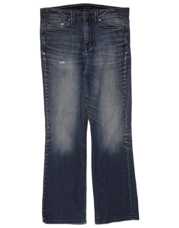Calvin Klein Womens Distressed Bootcut Jeans W33 L29 Blue Cotton
