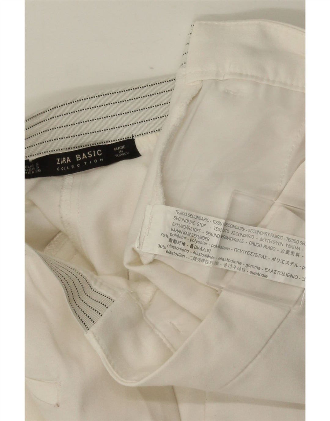 Pantalon Chino Slim Femme ZARA Petit W26 L28 Polyester Blanc