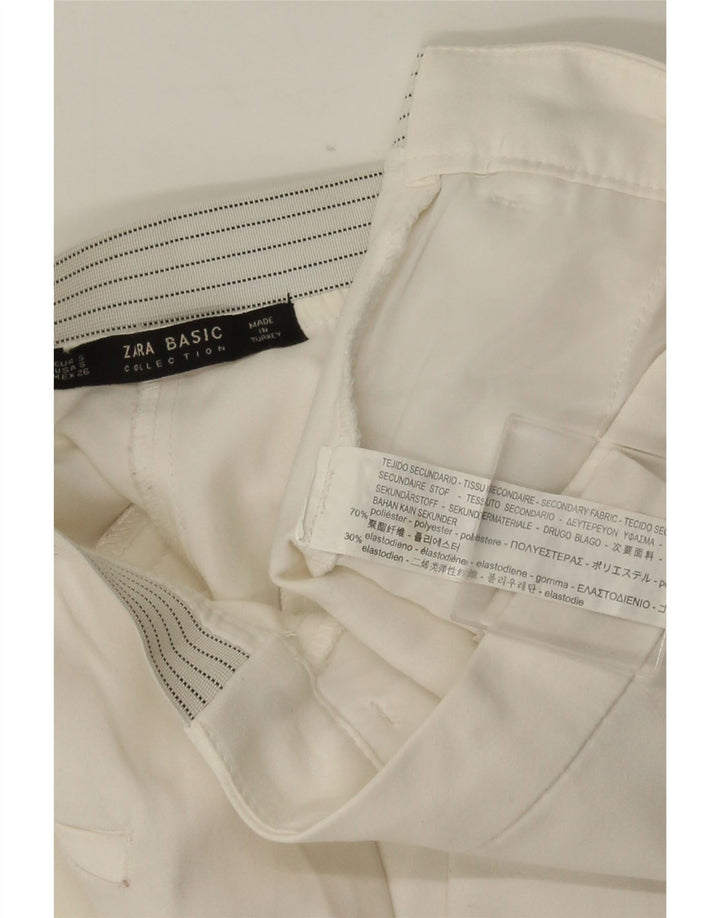 Pantalon Chino Slim Femme ZARA Petit W26 L28 Polyester Blanc