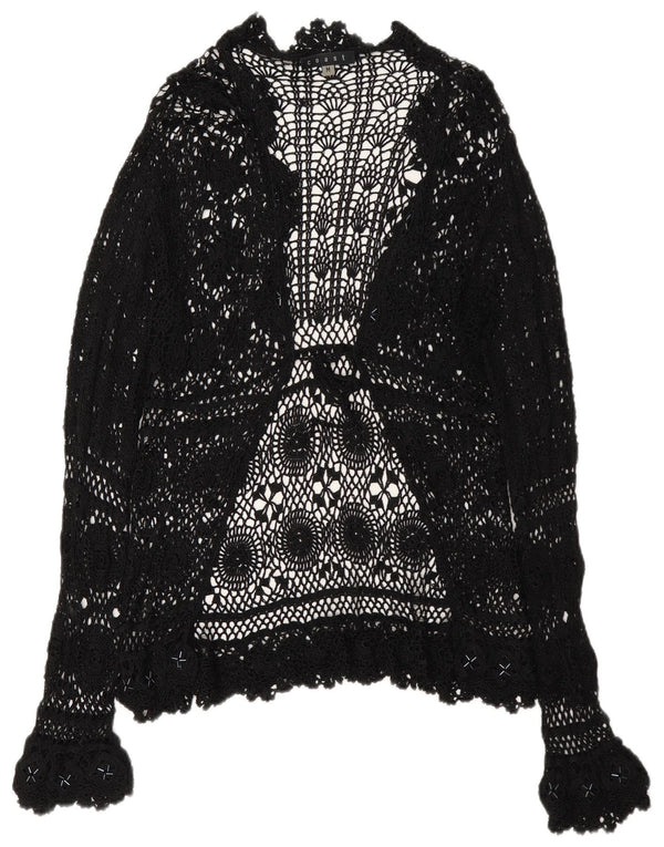Coast Womens See Through Cardigan Top UK 12 Moyen Noir Floral