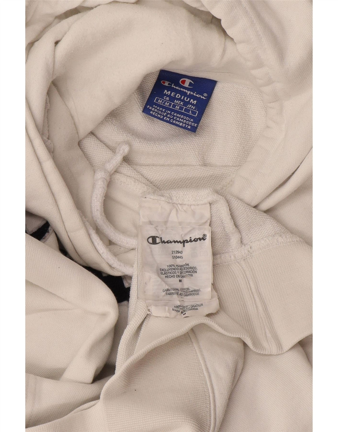 CHAMPION Pull à Capuche Graphique Homme Blanc Moyen Coton