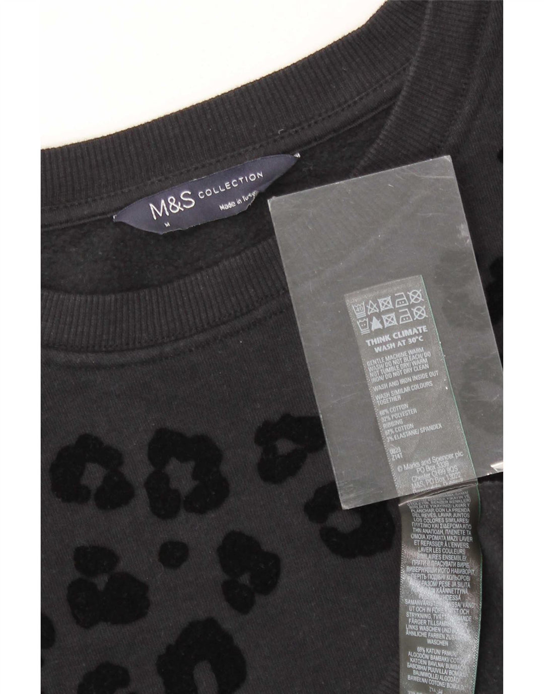 Marks & Spencer Sweat-shirt pour femme UK 44 Medium Noir Imprimé animal