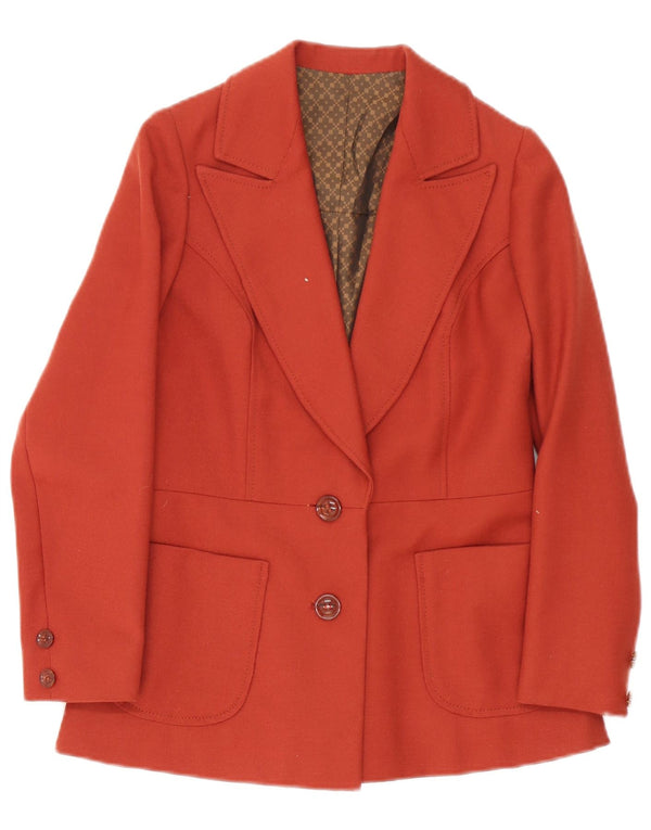 vintage Femmes 2 Bouton Blazer Veste UK 10 Petit Rouge