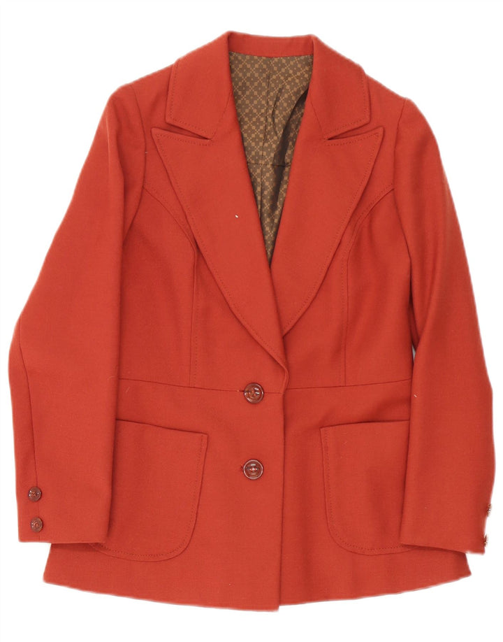 vintage Femmes 2 Bouton Blazer Veste UK 10 Petit Rouge