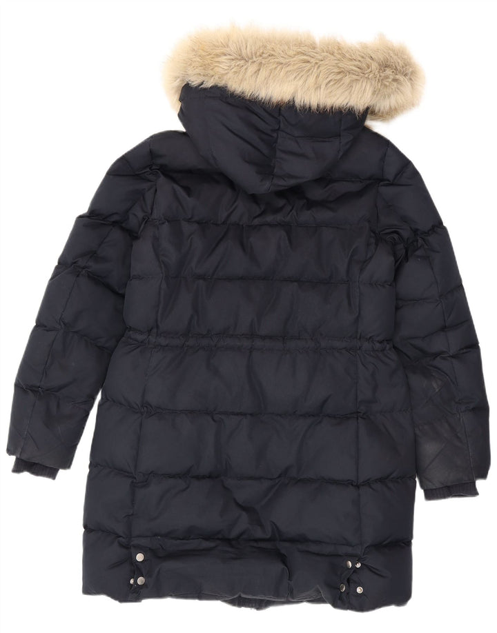 Tommy Hilfiger Manteau rembourré à capuche pour femme UK 14 Bleu marine moyen Polyester
