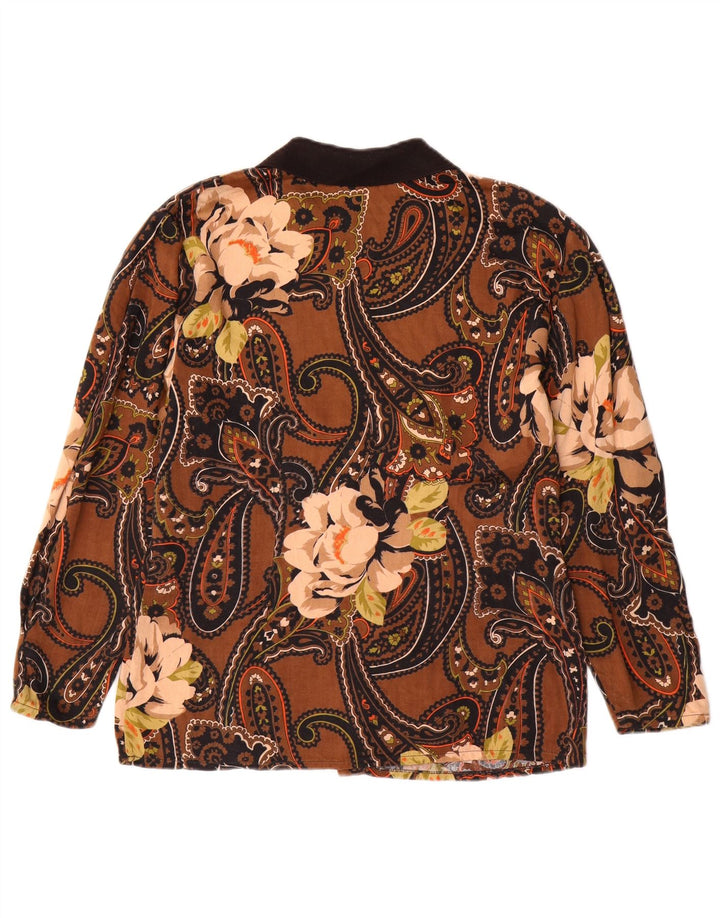 VINTAGE Chemise Femme UK 14 Medium Brown Paisley