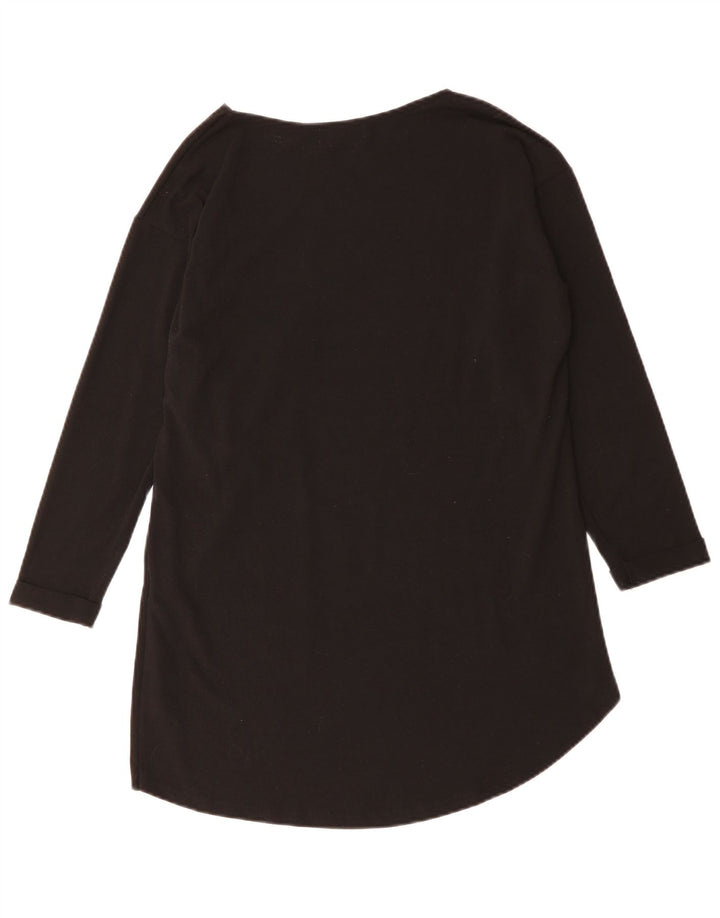Zara Femme Top Manches Longues UK 14 Moyen Noir