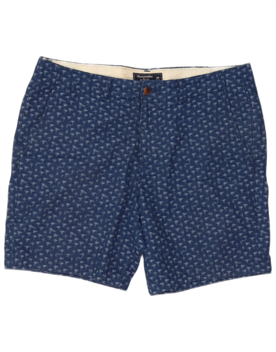Abercrombie & Fitch Short chino à motif abstrait pour homme W36 Large Bleu marine