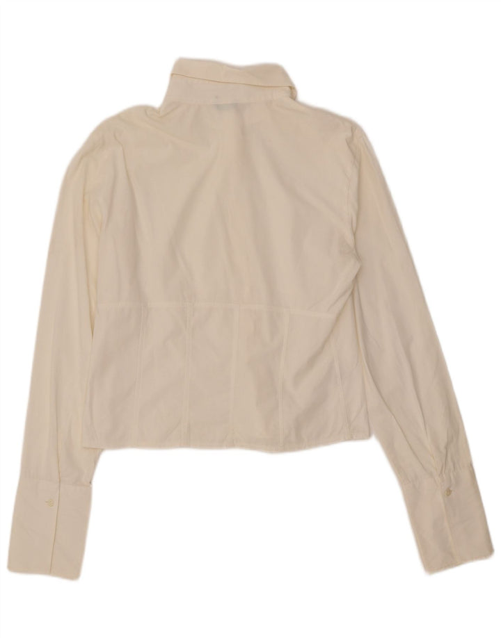 BENETTON Chemisier court pour femme UK 14 Grand coton blanc