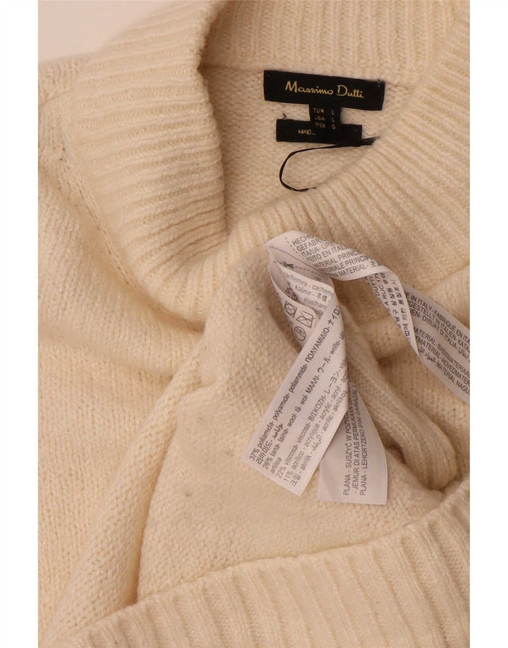 Massimo Dutti Pull col roulé pour femme UK 16 Large Blanc cassé