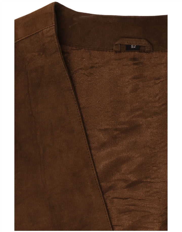 gilet en daim homme vintage IT 52 grand cuir marron