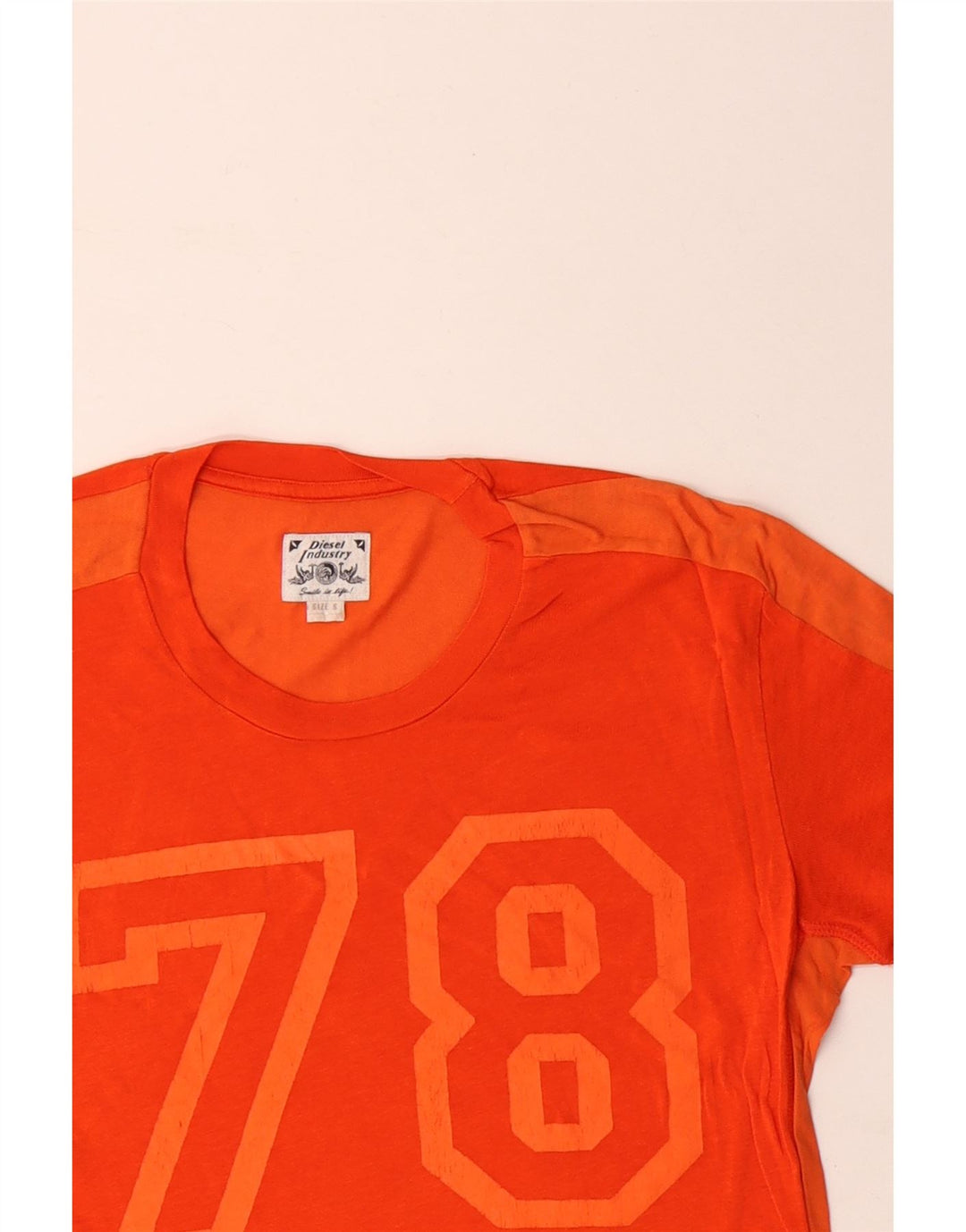 DIESEL T-Shirt Graphique Homme Petit Orange Colorblock Coton
