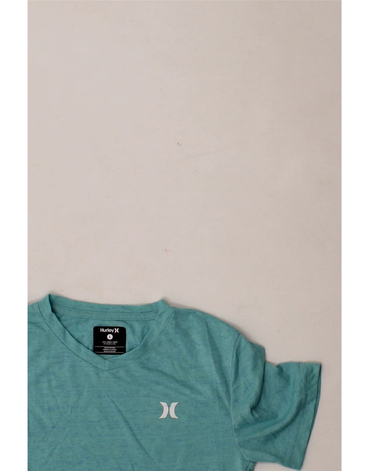 HURLEY Boys T-Shirt Top 12-13 Years Large Turquoise Flecked Polyester Vintage Hurley and Second-Hand Hurley from Messina Hembry 