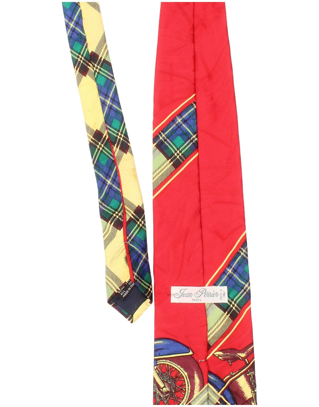 vintage Mens Graphic Tie One Size Rouge Plaid Soie