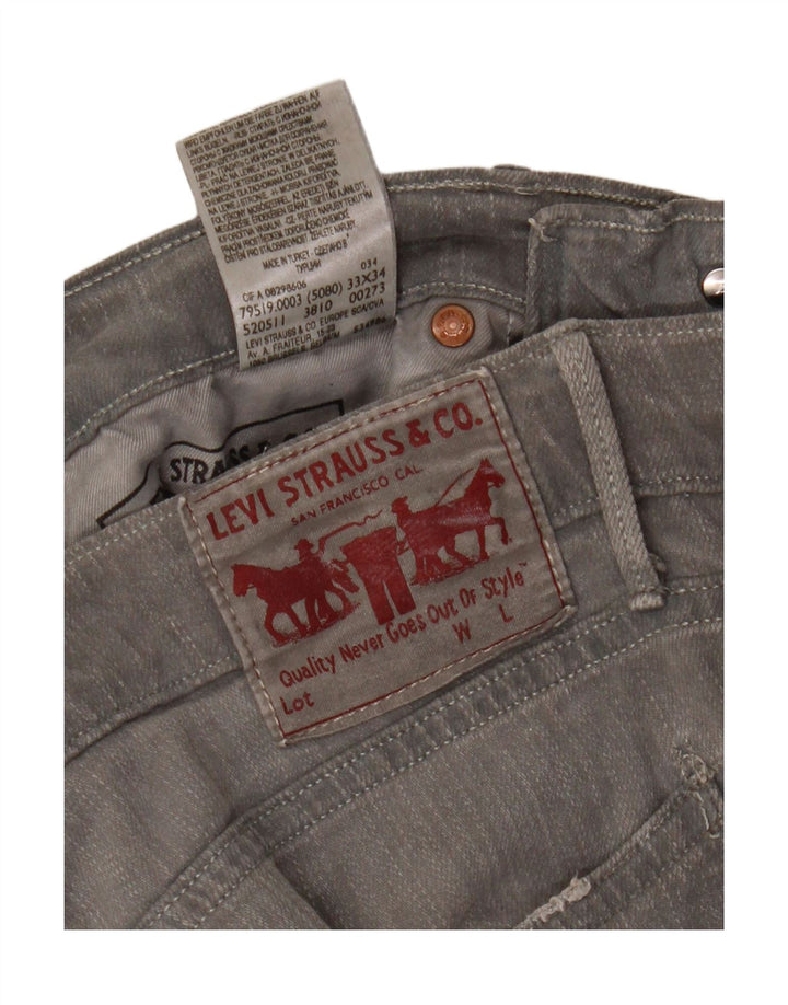 LEVI'S Mens 519 Distressed Slim Jeans W33 L34 Grey Cotton