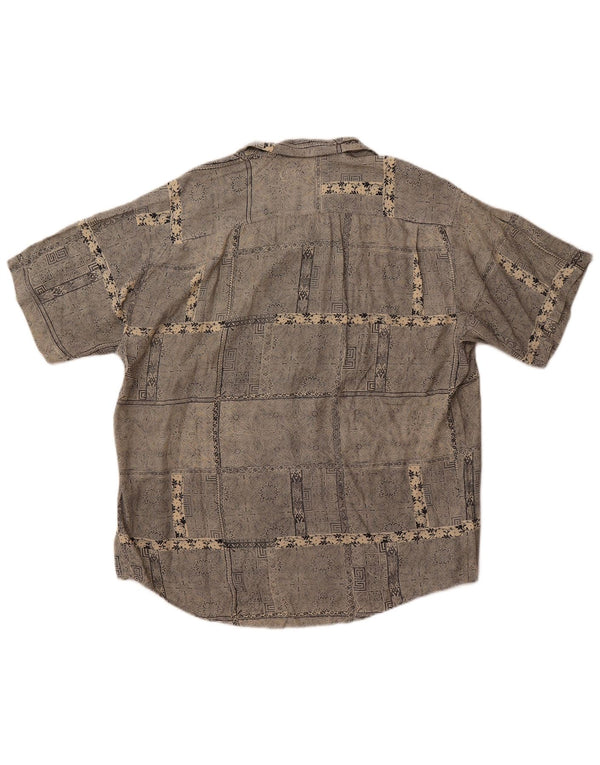 vintage Chemise à manches courtes pour hommes Grand Paisley Gris