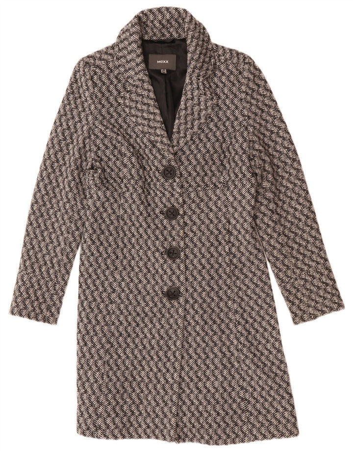 Mexx Manteau Femme UK 42 Laine Rayée Gris Moyen