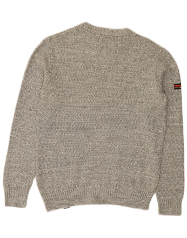 Superdry Pull Ras du Cou Pull Homme Gris Moyen Coton