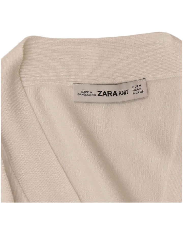 Zara Womens Cardigan Pull UK 14 Moyen Blanc