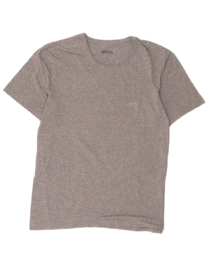 Hugo Boss Homme T-Shirt Top Gris Moyen Moucheté Coton