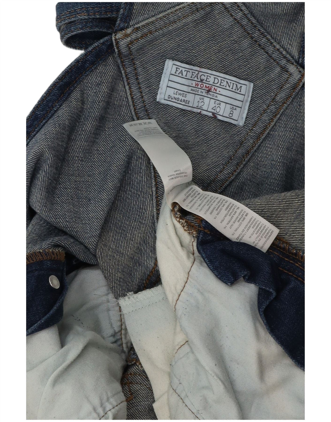 FAT FACE Salopette Lewes Jeans pour femme UK 12 Medium W34 L27 Bleu Coton