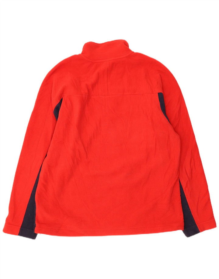 Fila Pull polaire à col zippé pour homme, grand, rouge, color block